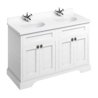 Burlington Vanity Unit with Minerva Worktop, 130cm with Doors & 2 Basins